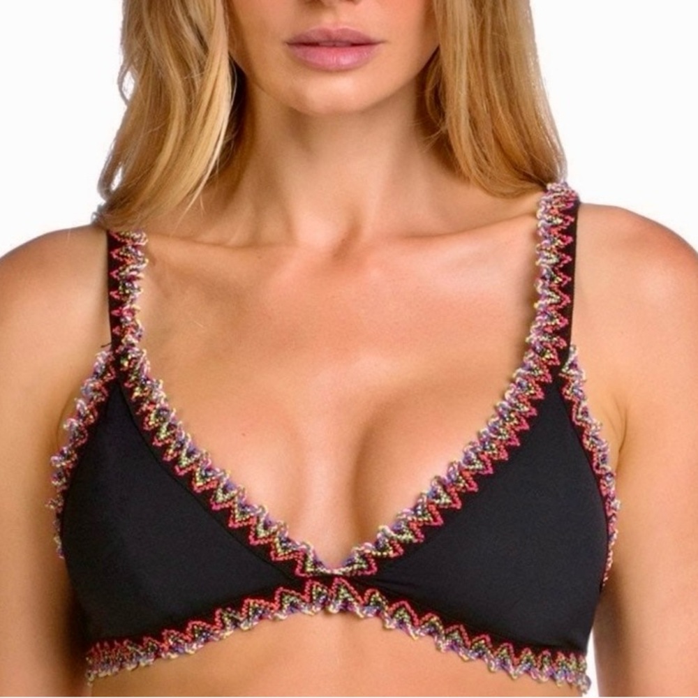 Small • Becca • Mardi Gras Embroidered • Triangle • Bikini Top (with pads)